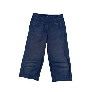Eileen Fisher Wide Leg Crop Pants Culotte Navy Blue Cotton Women’s S lagenlook